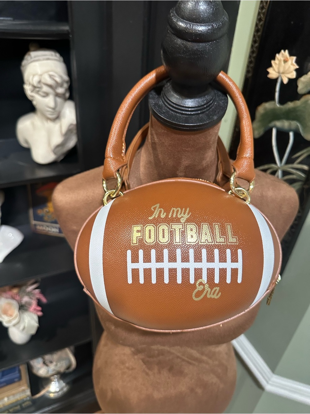 In My Football Era Football Purse Faux Leather Handbag Brown White